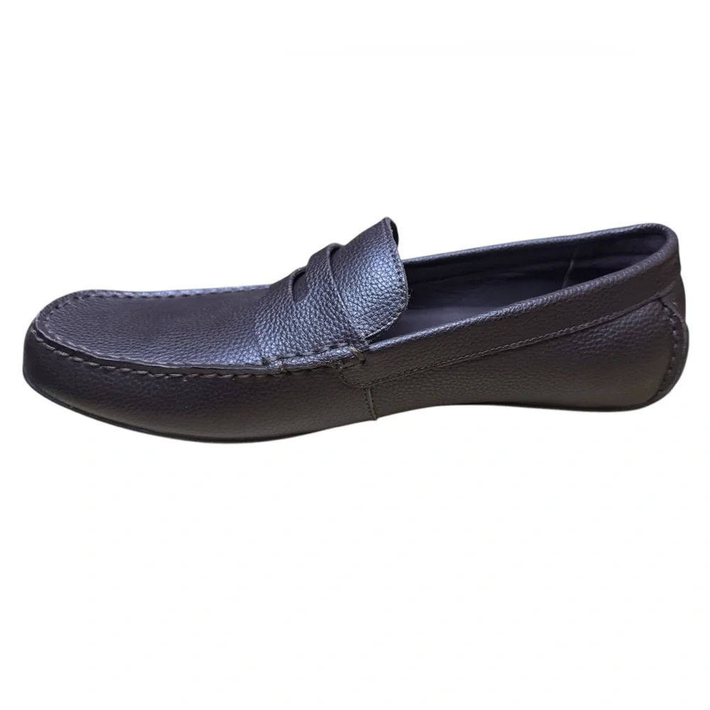 Calvin Klein Men's Pebbled Brown Leather Driving Shoes